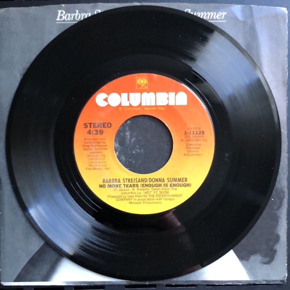 Donna Summer Barbra Streisand No More Tears/Wet Vinyl 45 Record '79 - Picture 3 of 7